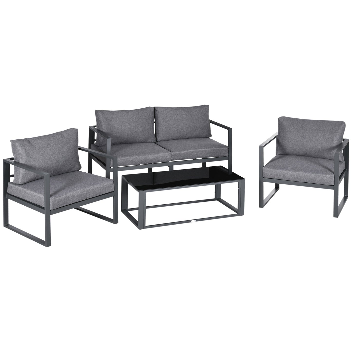 Outsunny 4 Pieces Garden Sofa Set Aluminium Frame - Grey