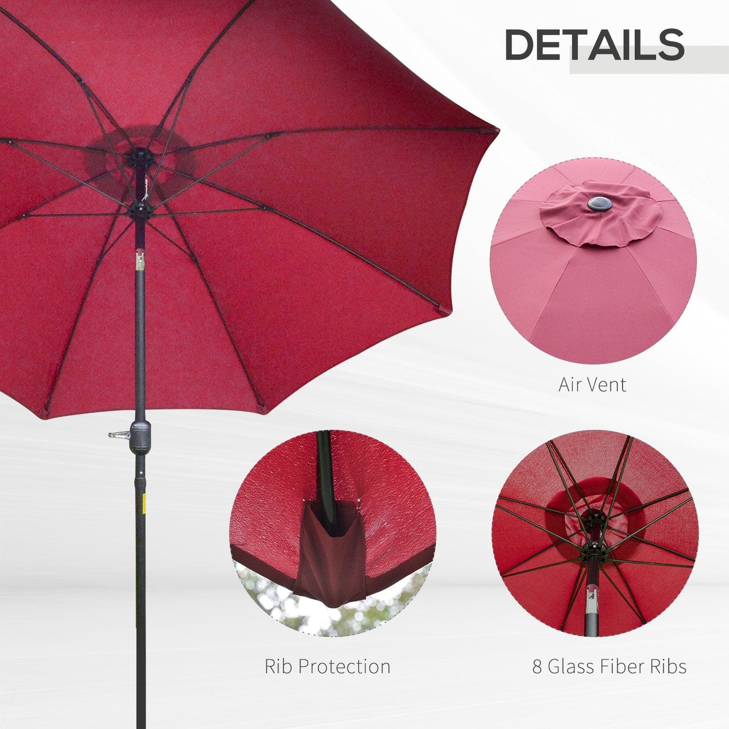 Φ2.6M Umbrella Parasol-Red