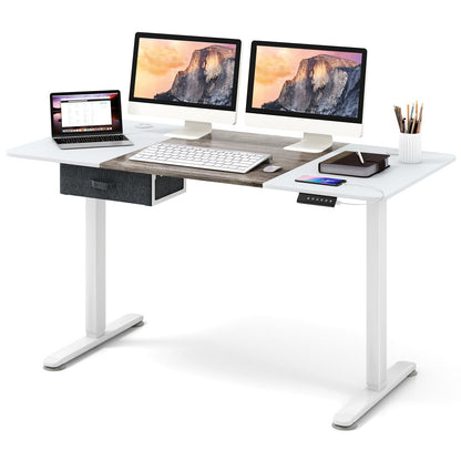 Electric Height Adjustable Standing Desk with USB Charging Port-Grey