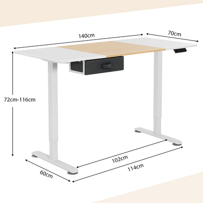 Electric Height Adjustable Standing Desk with USB Charging Port-Natural