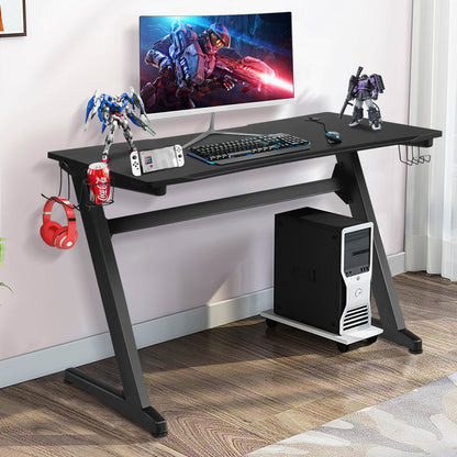 Ergonomic Gaming Computer Desk with Cup and Headphone Holder