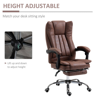 Vinsetto Reclining Office Chair with Armrests and Footrest -  Brown