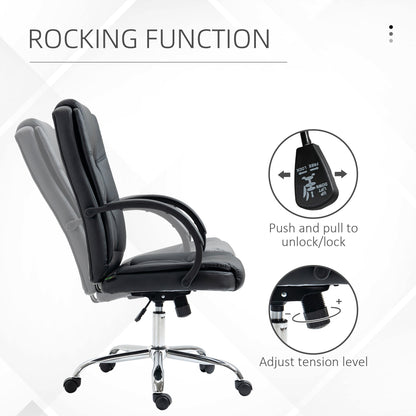 Vinsetto High Back Executive Office Chair, PU Leather Swivel Chair with Padded Armrests, Adjustable Height, Tilt Function, Black