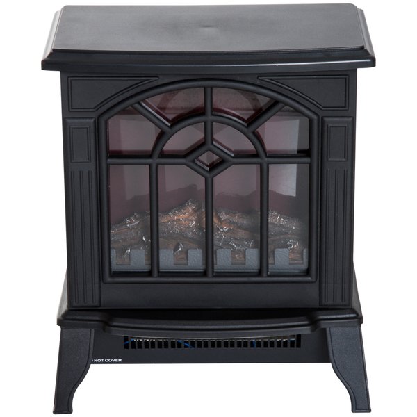 1000W/2000W, LED Flame Freestanding Electric Fireplace Heater - Black