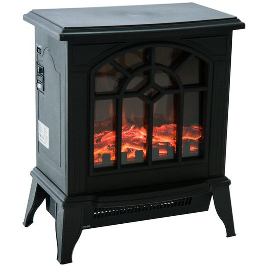 1000W/2000W, LED Flame Freestanding Electric Fireplace Heater - Black