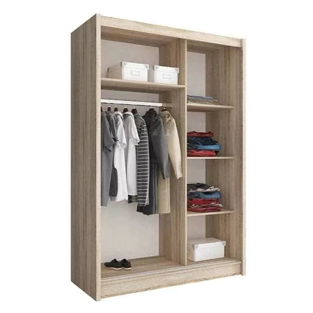 Splendor Sliding Door Wardrobe 130cm With Single Mirror - Oak Sonoma