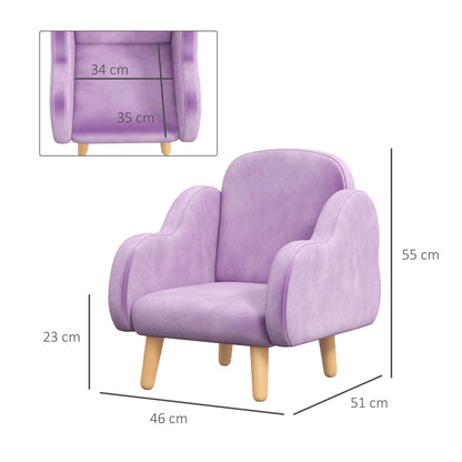 ZONEKIZ Cloud Shape Toddler Armchair, Ergonomically Designed Kids Chair, Comfy Children Playroom Mini Sofa for Relaxing, for Ages 1.5-5 Years - Purple