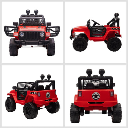 12V Battery-powered Kids Electric Ride On Car Truck Off-road Toy with Parental Remote Control Music Lights MP3 Suspension Wheels for 3-6 Years Old Red SUV Yrs