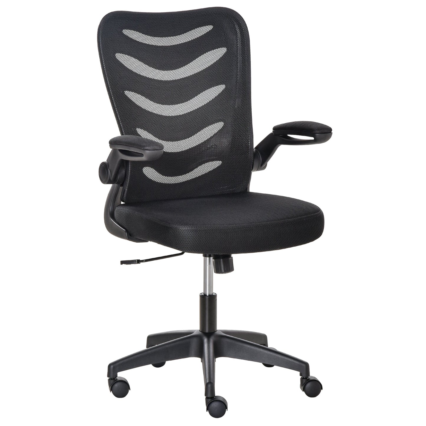 Vinsetto Mesh Office Chair for Home Swivel Task Desk Chair with Lumbar Back Support, Flip-Up Arm, Adjustable Height, Black