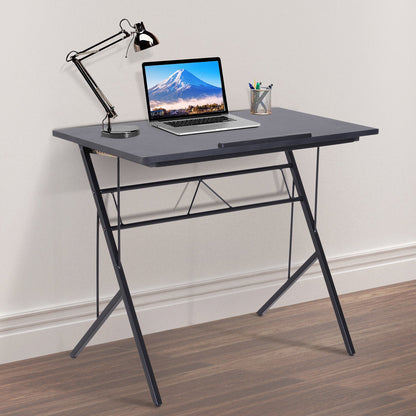 Vinsetto Desk W/Tilted Top, 90Lx50Wx76-91H cm-Black