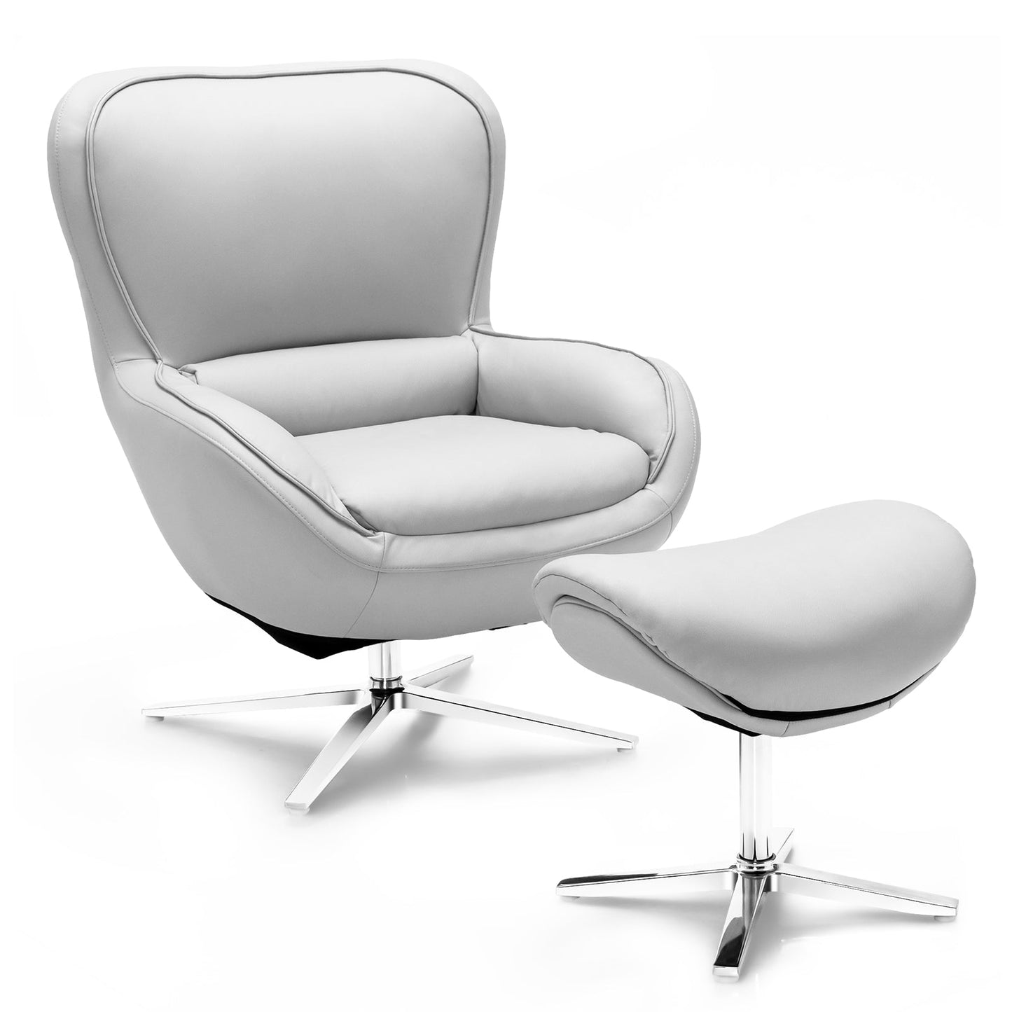 360° Swivel Lounge Chair and Ottoman Set for Home Office-Grey