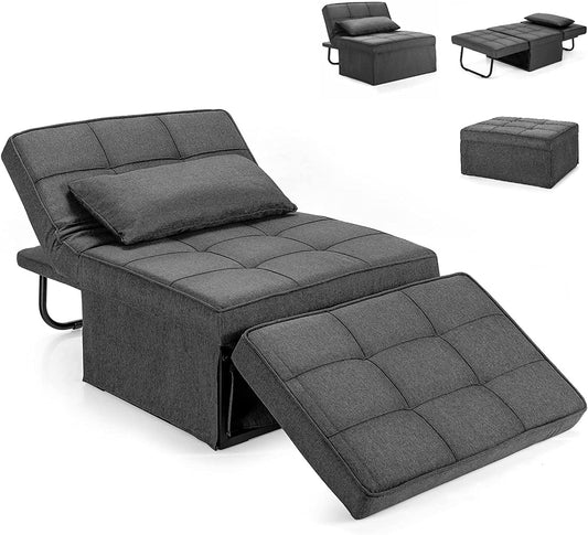 4 in 1 Convertible Sofa Bed with Adjustable Backrest Grey