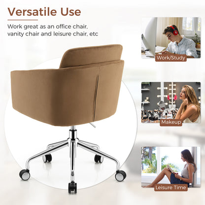 Home Office Chair with Metal Base-Brown