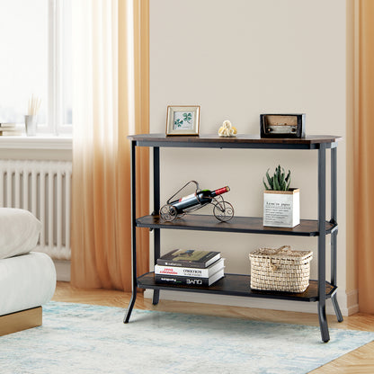 3-Tier Industrial Console Table with Storage Shelf for Home Living Room