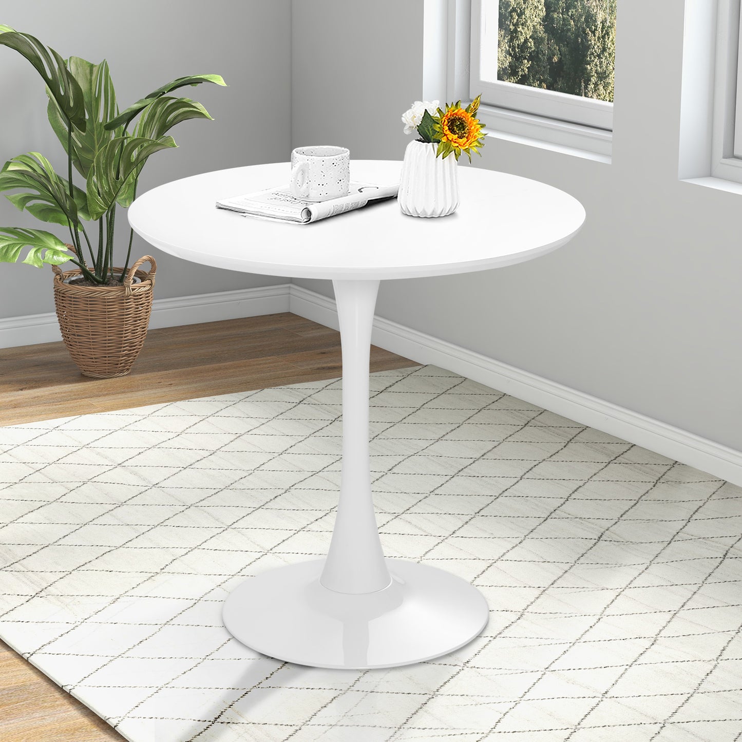 Modern Tulip Round Dining Table with MDF Top-White