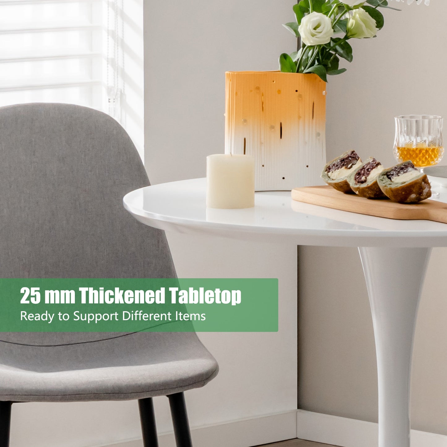 Modern Tulip Round Dining Table with MDF Top-White