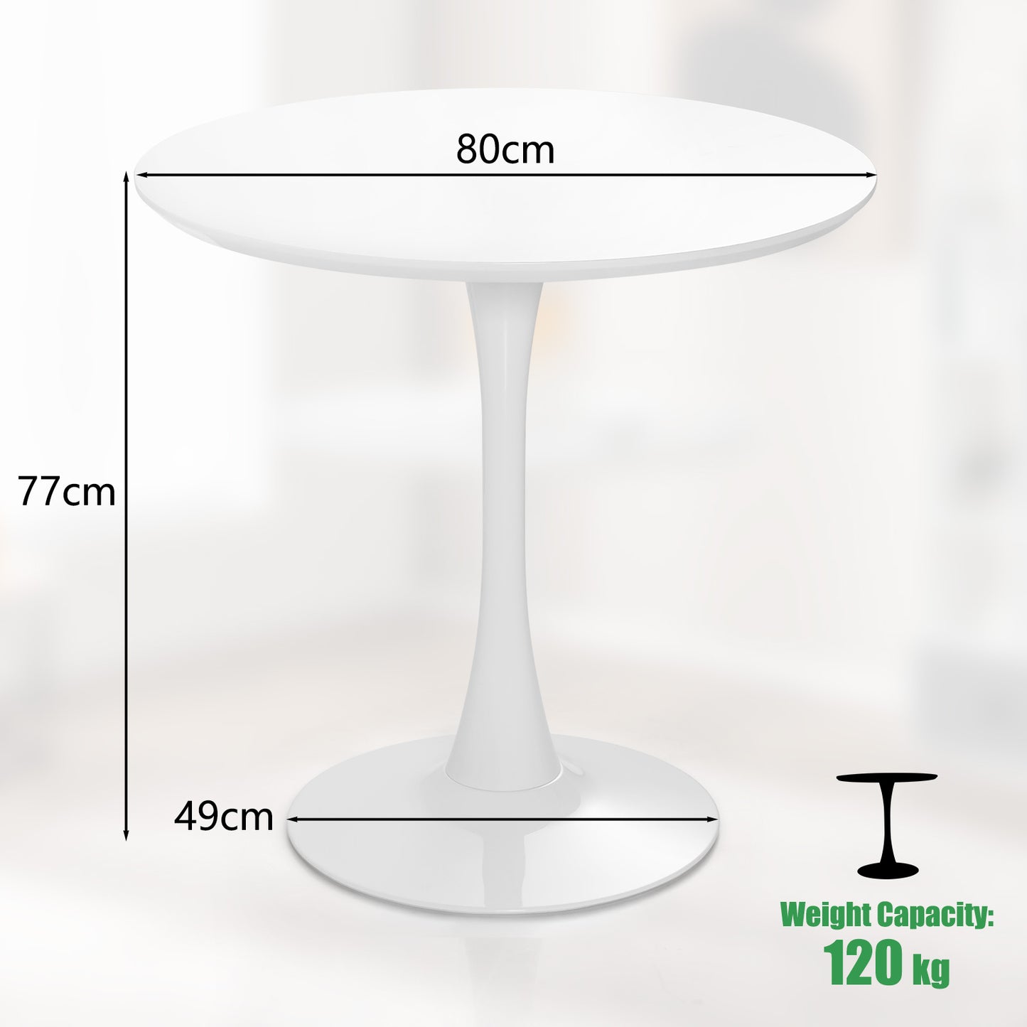 Modern Tulip Round Dining Table with MDF Top-White