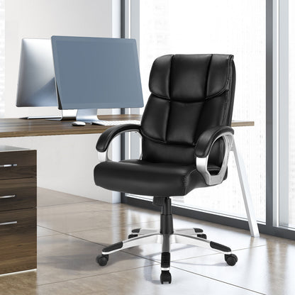 Height Adjustable Leather Office Chair with Rocking Backrest