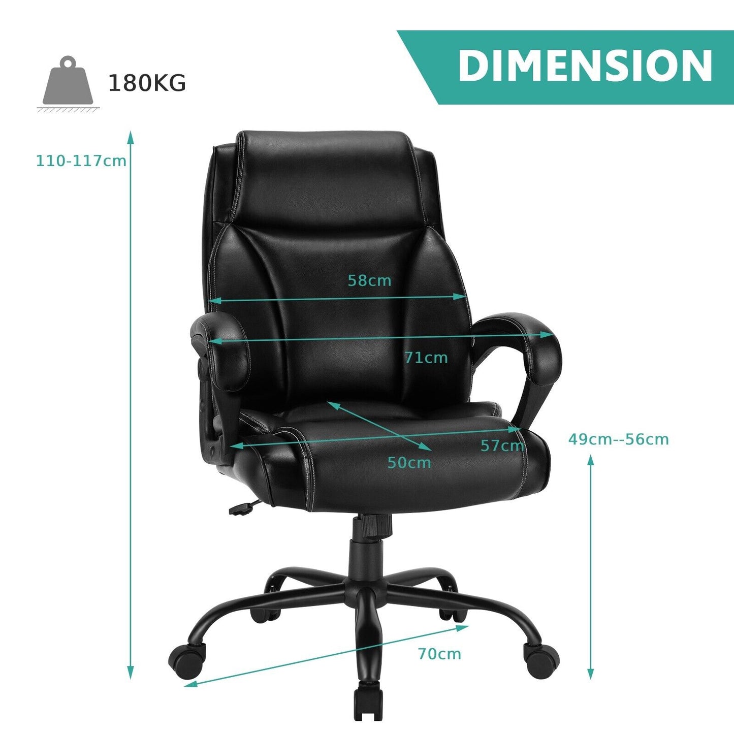 High Back Office Chair with Metal Base and Rocking Backrest