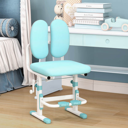 Adjustable Kids Chair with Double Back Support and Cushion-Blue