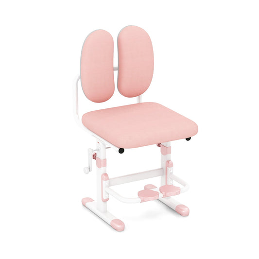 Adjustable Kids Chair with Double Back Support and Cushion-Pink