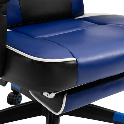 Vinsetto Gaming Chair with Footrest, Neck & Back Pillow - Blue