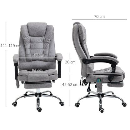 Vinsetto Adjustable Office Chair with High Back Footrest and 6 Points Heating Massage Function - Grey