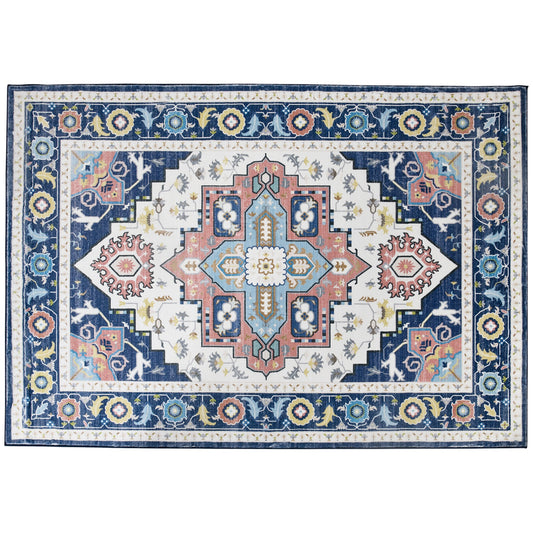 HOMCOM Vintage Rugs, Area Rugs Large Carpet for Living Room, Bedroom, Dining Room, 160x230 cm, Blue