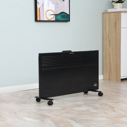 Convector Radiator Heater Freestanding or Wall-mounted with Adjustable Thermostat Black