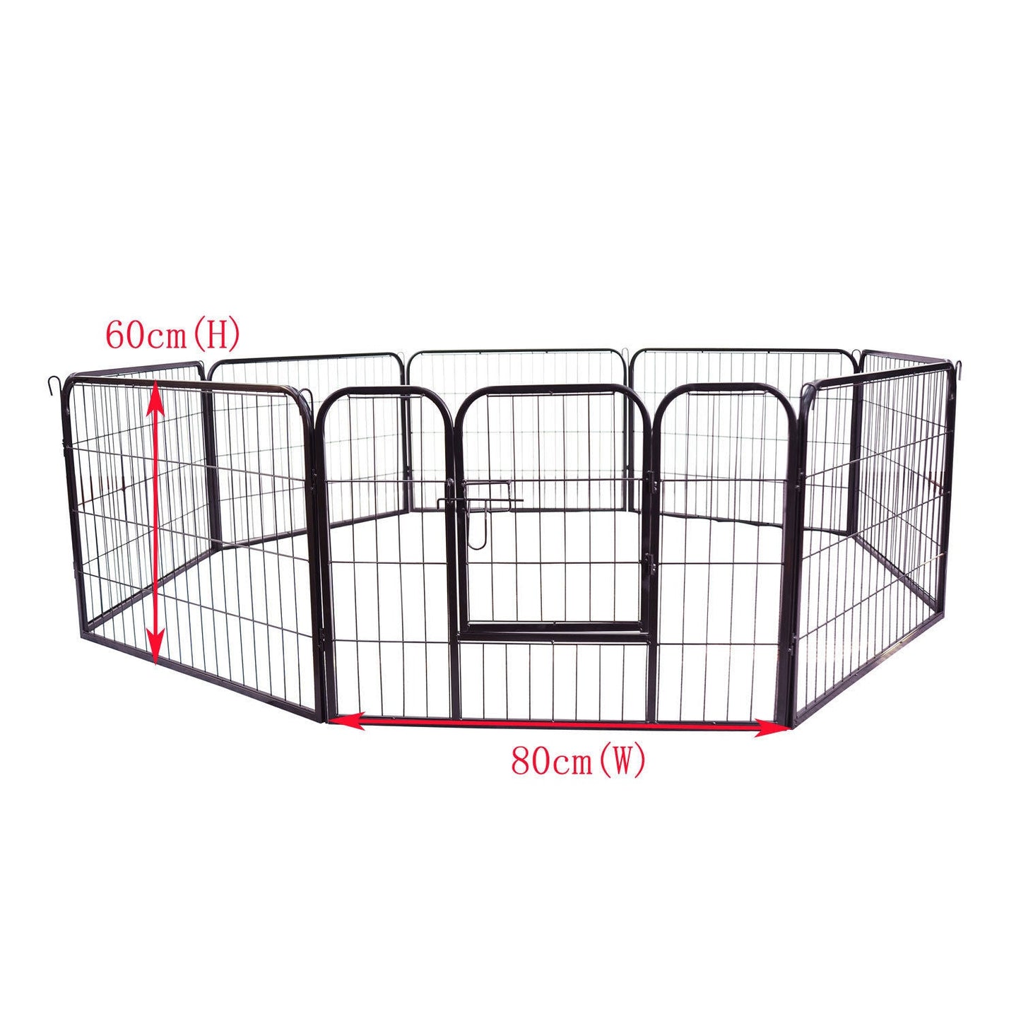 Pawhut Heavy Duty Dog pen 8 Panel Pet Puppy PlayPen Rabbit Hutch Run indoor outdoor Black, 80 x 60 cm