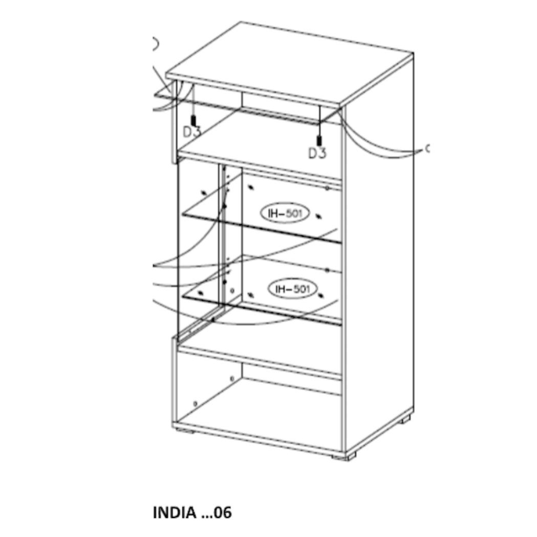 India 06 Tall Display Cabinet 45cm