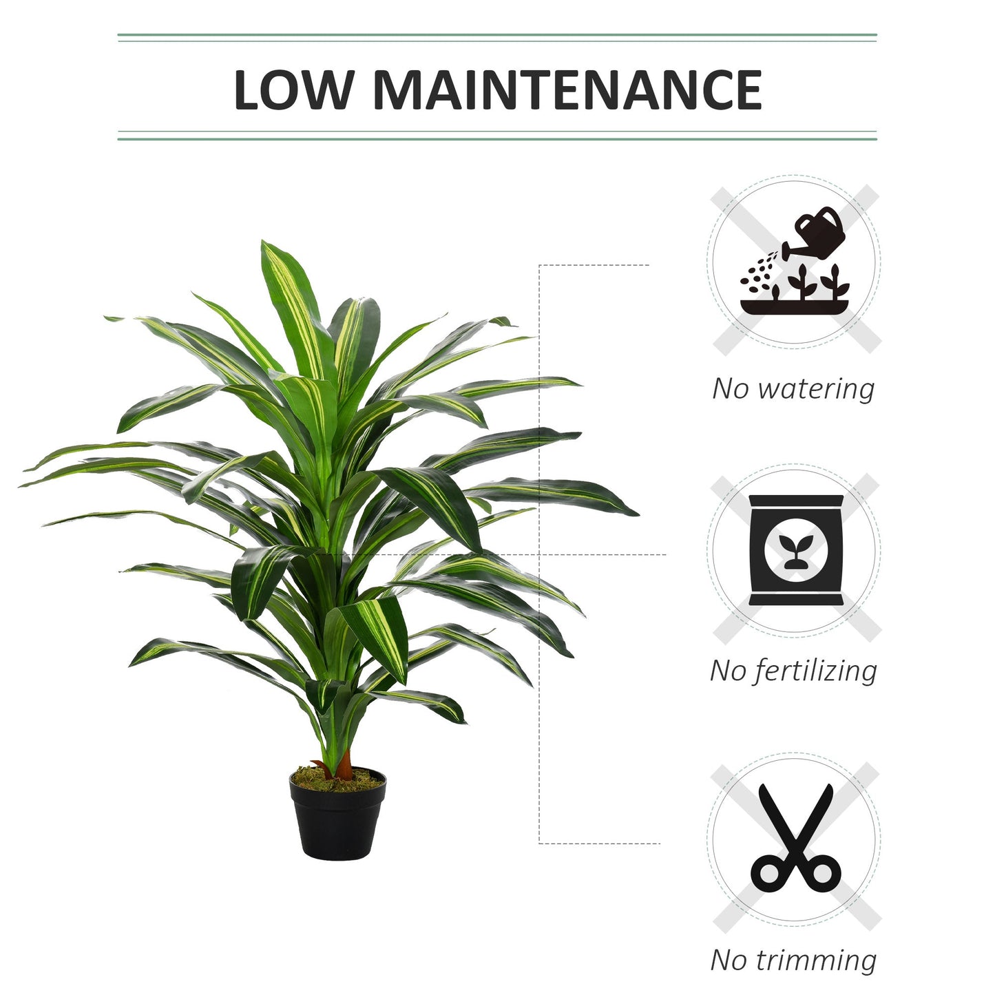 110cm Artificial Dracaena Tree Decorative Plant 40 Leaves with Pot