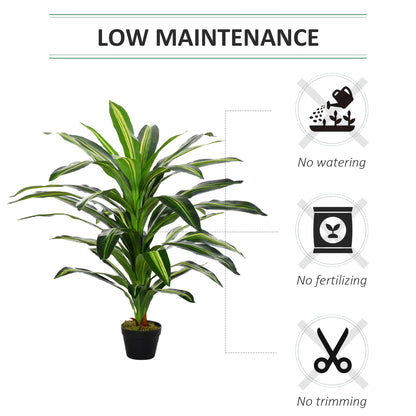 110cm Artificial Dracaena Tree Decorative Plant 40 Leaves with Pot