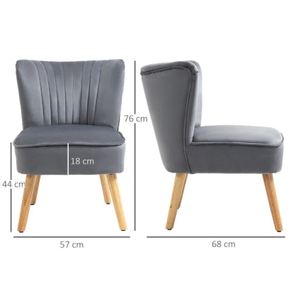 Velvet-Feel Armless Accent Chair - Grey