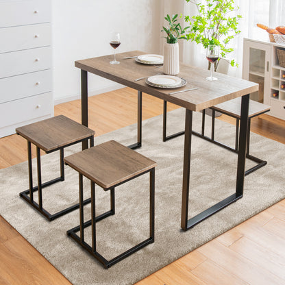4 Pieces Metal Frame Industrial Breakfast Table Chair Set
