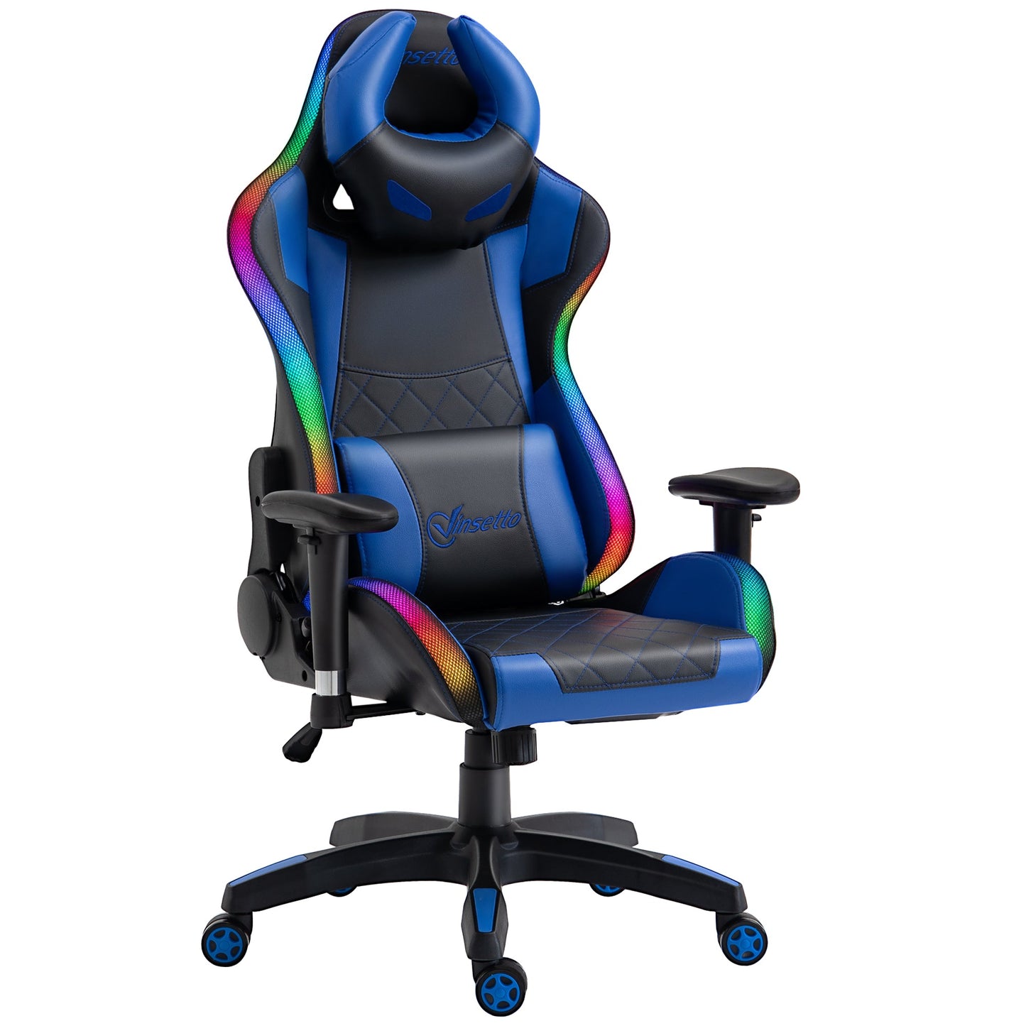 Vinsetto Reclining Gaming Chair with RGB LED Light - Black/Blue