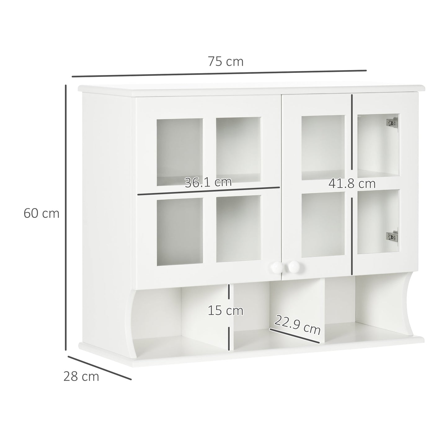 HOMCOM Wall-Mounted Bathroom Medicine Cabinet, Modern Bathroom Cabinet with Shelves for Living Room and Entryway, White