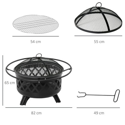 2-in-1 Outdoor Fire Pit With BBQ Grill