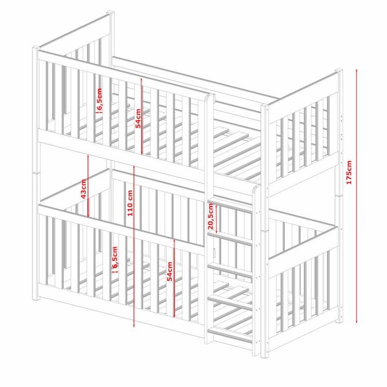 Wooden Bunk Bed Konrad with Cot Bed