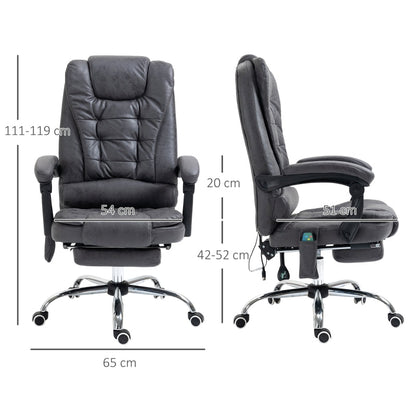 Vinsetto Adjustable Office Chair with High Back Footrest and 6 Points Heating Massage Function - Dark Grey