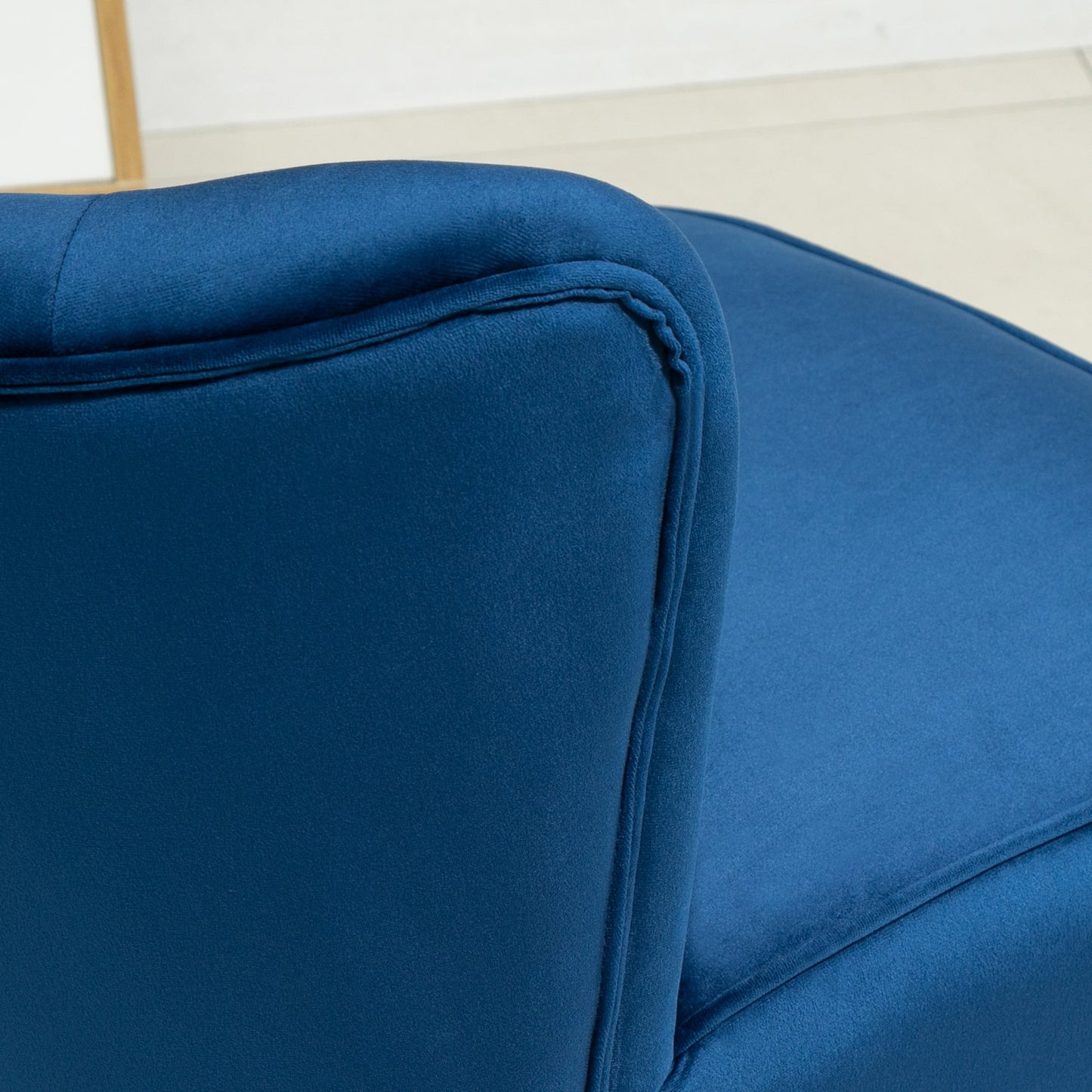 Velvet-Feel Tub Chair and Footstool - Blue