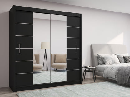 Luzern Sliding Door 203cm Mirror Wardrobe - Oak Sonoma