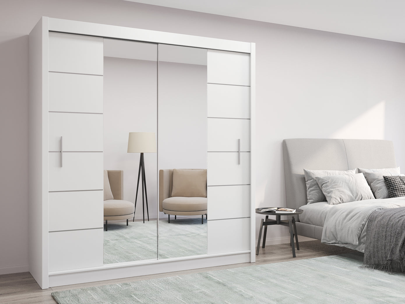 Luzern Sliding Door 203cm Mirror Wardrobe - Oak Sonoma