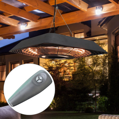 Outsunny 2000W Electric Hanging Patio Heater with Remote Control - Black