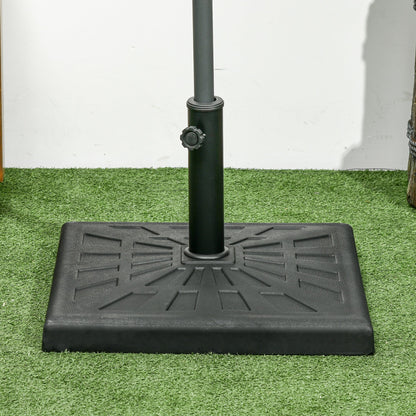 19kg Resin Garden Parasol Base Holder, Square Outdoor Market Umbrella Stand Weight for Poles of 32mm, 38mm, and 48mm, Black