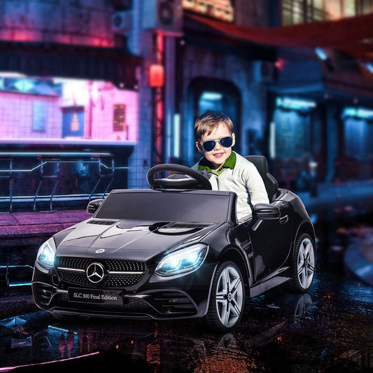 AIYAPLAY Mercedes Benz SLC 300 Licensed 12V Kids Electric Ride On Car with Parental Remote Two Motor Music Light Suspension Wheel for 3-6 Years Black