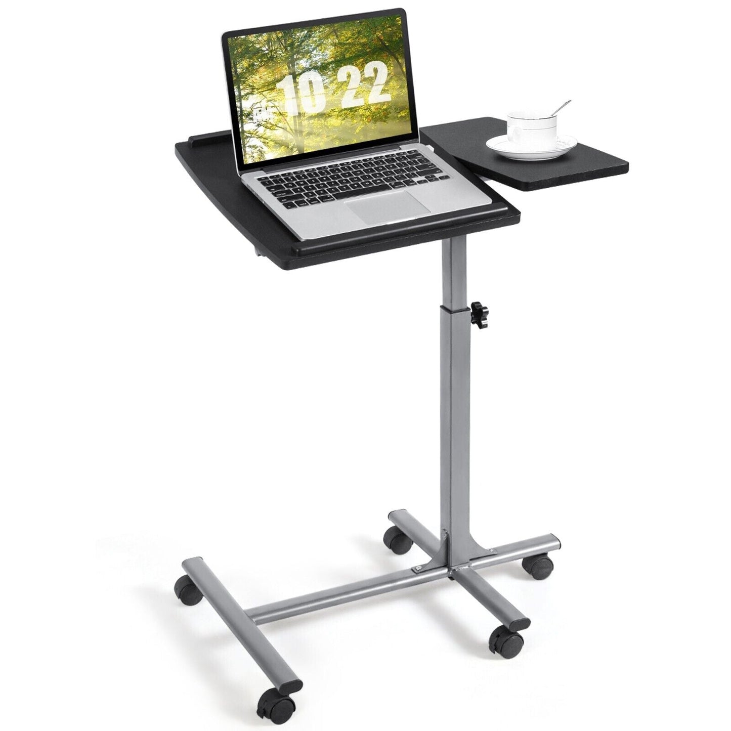 Adjustable Rolling Laptop Stand Table with Lockable Wheels