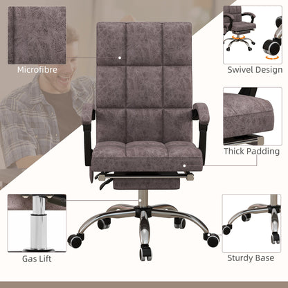 Vinsetto Executive Vibration Massage Office Chair, Microfibre Computer Chair with Armrest, 135Â° Reclining Back, Charcoal Grey