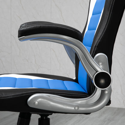 Racing Gaming Chair, PU Leather Computer Desk Chair, Height Adjustable Swivel Chair, Blue