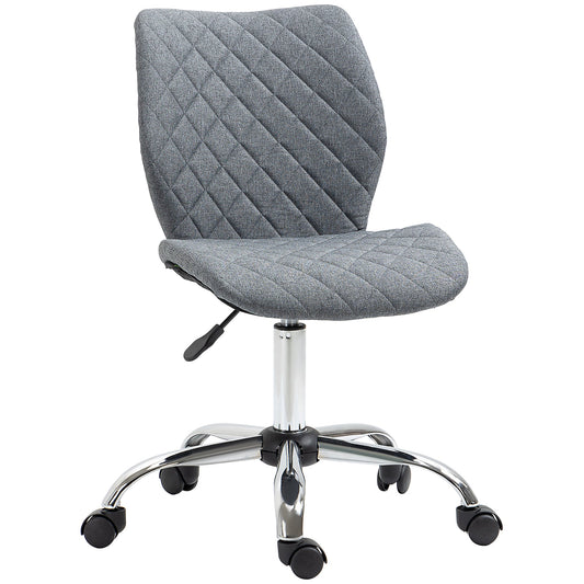 Vinsetto Mid Back Swivel Chair w/360Â° Swivel Height, thick sponge padded, Adjustable Home Office Linen Fabric Grey